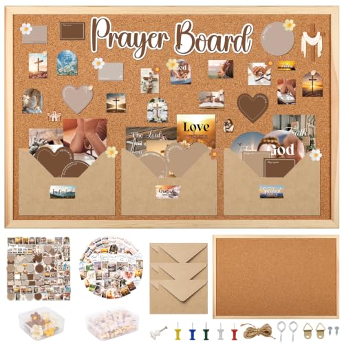Christian Prayer Board Kit with Bible Verses & Stickers - 15.7 x 11.8 Inch - Religious Supplies
