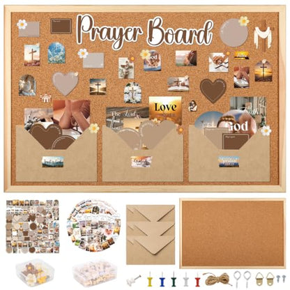 Christian Prayer Board Kit with Bible Verses & Stickers - 15.7 x 11.8 Inch - Religious Supplies
