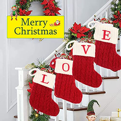 Personalized Christmas Stockings with Embroidered Initials - 7.1 Inch Holiday Decor