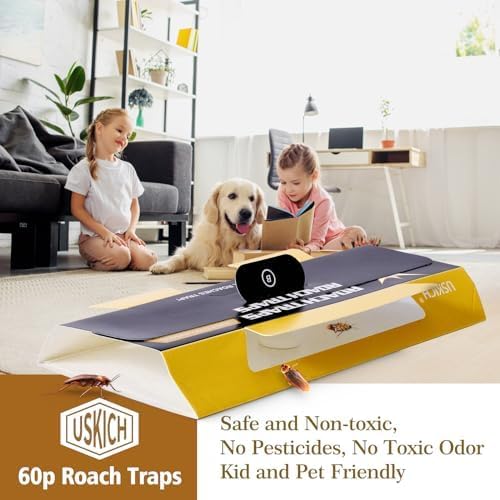Skiennix Roach Traps - 20 Pack Indoor Glue Traps, Safe for Children & Pets | Effective Cockroach Control