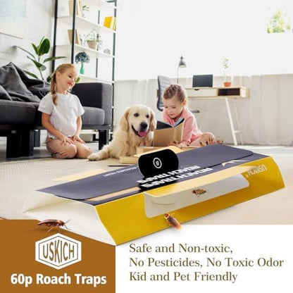 Skiennix Roach Traps - 20 Pack Indoor Glue Traps, Safe for Children & Pets | Effective Cockroach Control