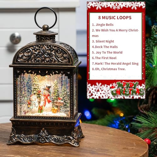 10.125 Inch Snowman Snow Globe with Music & Lights - Christmas Decor Gift