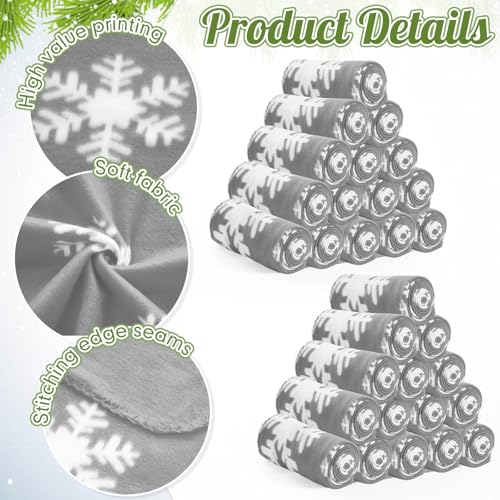 24 Pack Christmas Snowflake Throw Blankets - Gray, 50x60 Inches