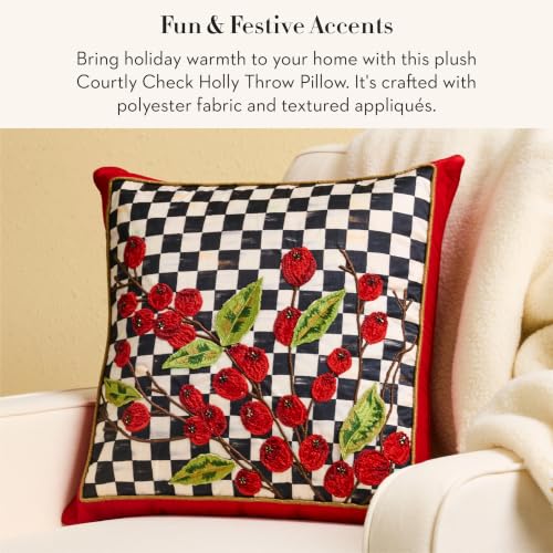 Courtly Check Holly Throw Pillow 18x18 Decorative Cushion