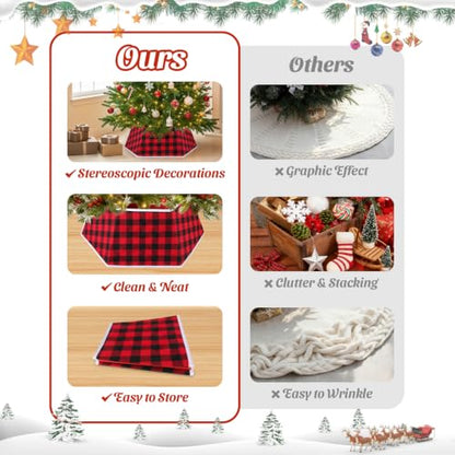 EverMerry Christmas Tree Collar - Foldable 26 Inch Red & Black Plaid Tree Stand Cover