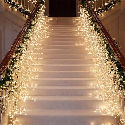 Staircase Curtain Lights 23.6ft with 576 LEDs, 8 Modes, USB & 110V Compatible