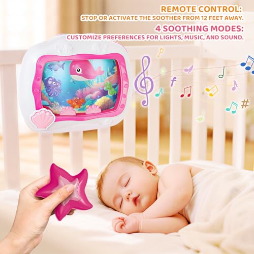 Baby Sleep Soother Musical Toy with Light for Newborns - Pink