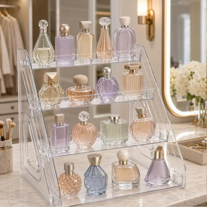 4 Tier Clear Acrylic Display Riser Stand for Cupcakes Perfume Cosmetics