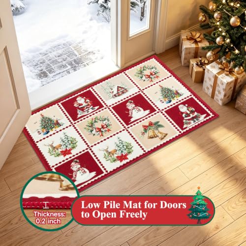 Christmas Red Non Slip Washable Runner Rug 2x6 ft - Holiday Home Decor