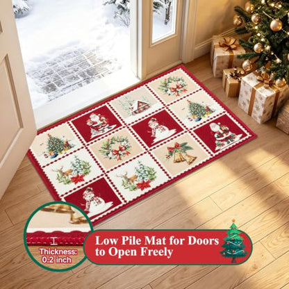 Christmas Red Non Slip Washable Runner Rug 2x6 ft - Holiday Home Decor