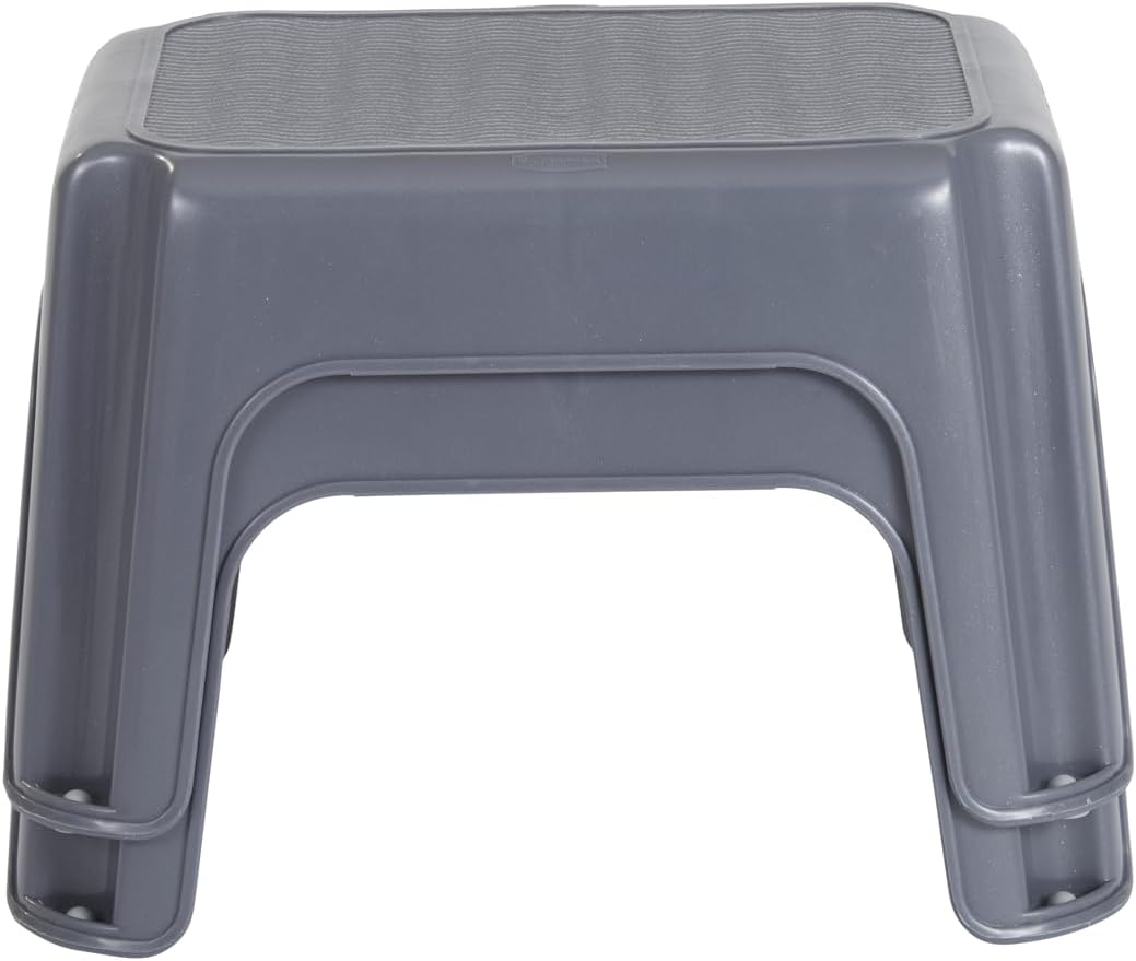 Rubbermaid One-Step Stool - Durable 7" Height Step Stool | Holds Up to 200 Pounds - Gray for Home & Office