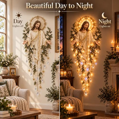 Lighted Nativity Wall Decor - Bethlehem Star of Faith with Manger Scene - Style C