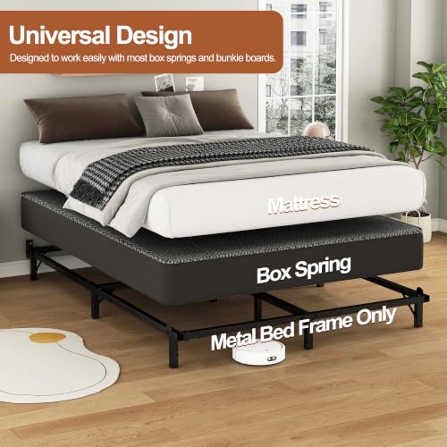 Heavy Duty Foldable Full Metal Bed Frame with Headboard Support