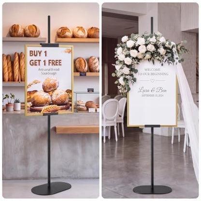 Large Floor Easel Stand for Sign and Artwork - Black, 63 Inch