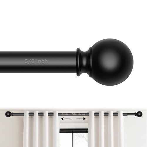 JRZOO Curtain Rod for Windows 18-45 Inch, Black 5/8 Inch Small Window Treatment Rods, Short Adjustable Splicing Drapery pole, Matte Black