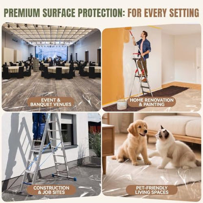 Carpet Protection Film Applicator with Dual Rollers - Adjustable Width, Quick Change