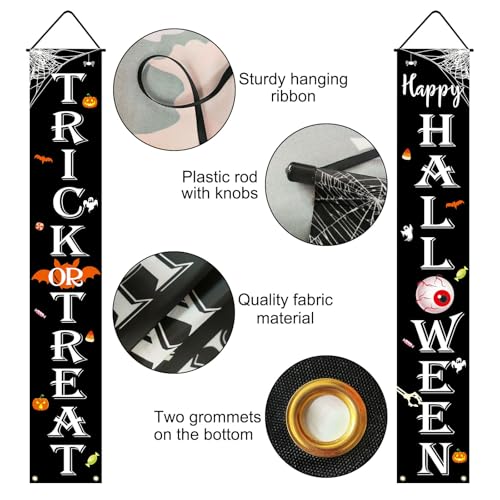 Halloween Decorations Outdoor Banner Trick or Treat Happy Halloween Porch Sign Festive Wall Decor