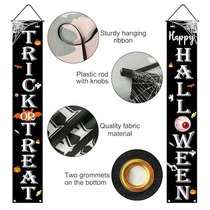 Halloween Decorations Outdoor Banner Trick or Treat Happy Halloween Porch Sign Festive Wall Decor