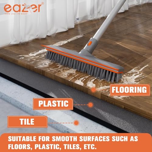 Eazer 2-in-1 Long Handle Floor Scrub Brush with Squeegee - 60 Inch