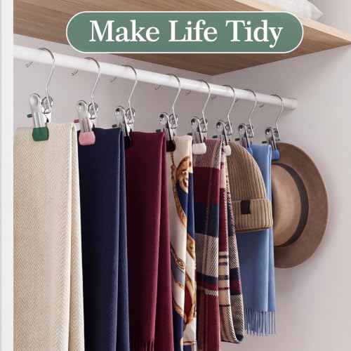 Heavy Duty Laundry Clips 30 Pack with Built-In Hooks for Clothes & Shoes