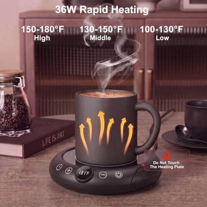 36W Coffee Mug Warmer with 9 Temperature Settings & Timer - Fast Heating, Auto Shut-Off, LED Display, Black