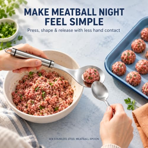 Stainless Steel Meatball Spoon - 1 Set, Easy to Make Perfect Meatballs