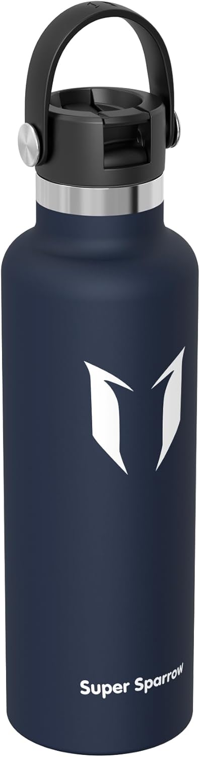 Super Sparrow Insulated Water Bottle - BPA-Free, Leak-Proof Flask | Ergonomic Straw - 17 Oz, 25 Oz, 34 Oz