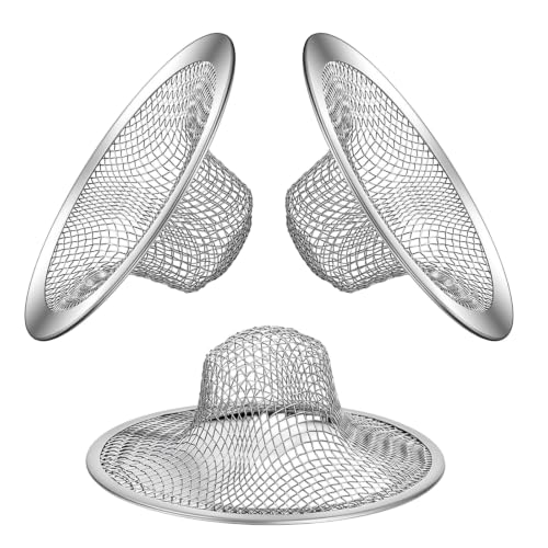3 Pack Stainless Steel Drain Strainers for Bathtub & Shower Drain Cover