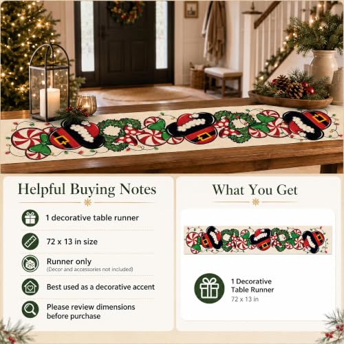Christmas Table Runner 13x72 Inches Xmas Wreath Peppermint Candy Kitchen Dining Decor - Variation of THIS Listing
