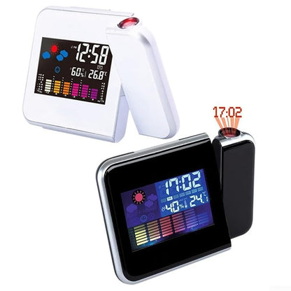 Led Digital Projection Alarm Clock with 180° Swivel Base – Large Display for Time, Date, Temperature & Humidity