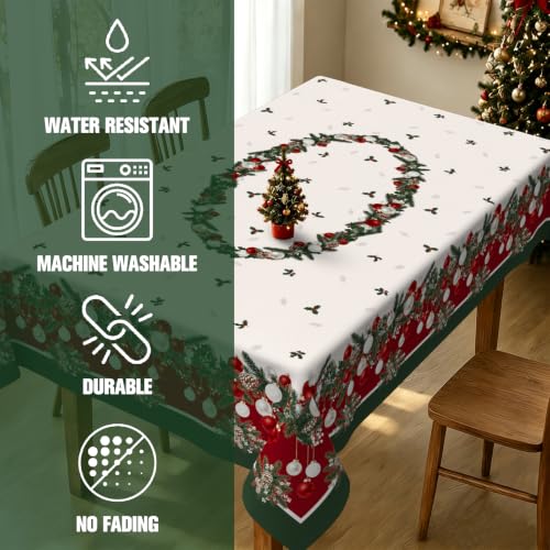 Christmas Tablecloth Ball Rectangular 60x102 Inch - Holiday Dining Decor - Variation of Xmas Balls
