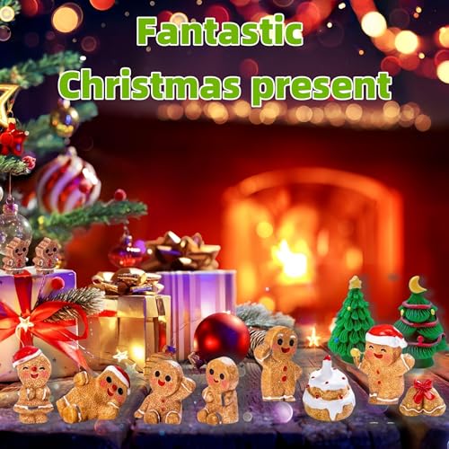 24 Pcs Mini Gingerbread Men Christmas Resin Figurines - Holiday Decor