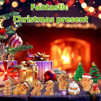 24 Pcs Mini Gingerbread Men Christmas Resin Figurines - Holiday Decor