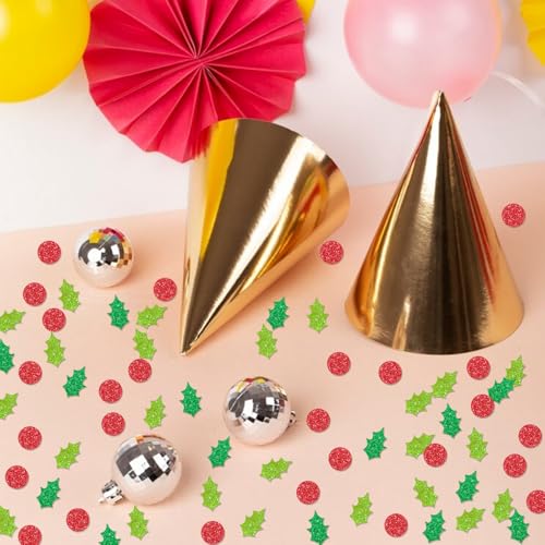 Christmas Holly Berries Confetti - Holiday Table Scatter, 120 Pieces