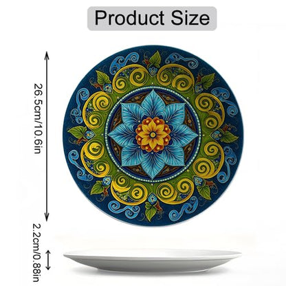Decorative Floral Boho Wall Plates - Round 10 Inch, Manda la Design (Variation: pz--4 / Round 10")