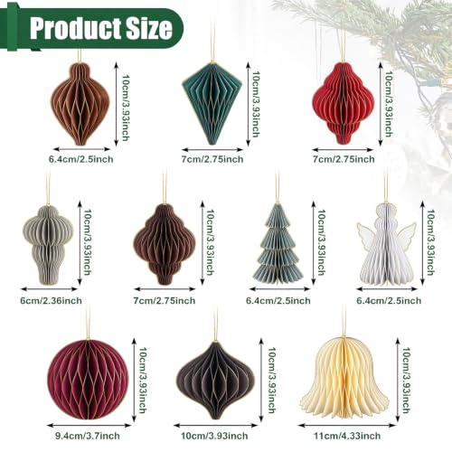 Draupnir 10-Piece 3D Honeycomb Christmas Tree Ornaments Hanging Decorations