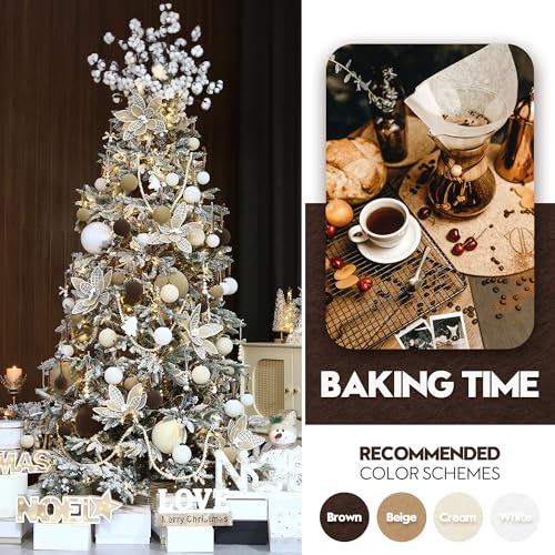 Sea Team 25-Pack Cream Flocked Velvet Christmas Ornaments 60mm - Holiday Decor