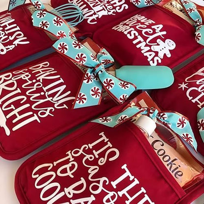 Christmas Pot Holder & Oven Mitt Set Gift for Teacher, Neighbor, Family - 3PCS Christmas Calories Don't Count Variation