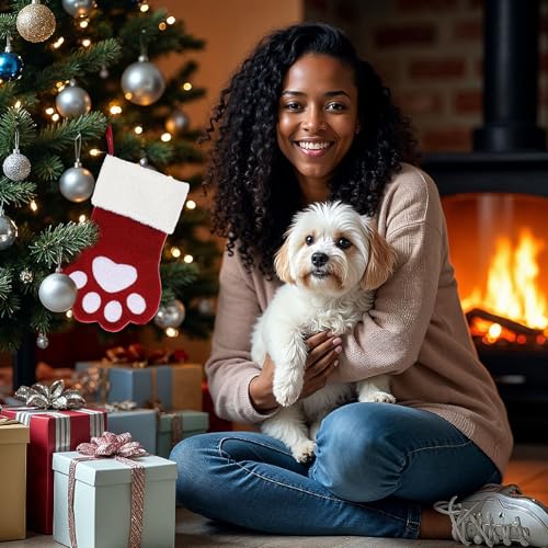 Personalized Pet Christmas Stocking for Dogs and Cats - Paw Style Holiday Decor