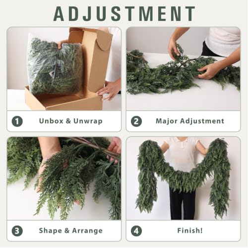 6FT Artificial Cedar Garland Set - Lifelike Christmas Greenery, 4 Pack