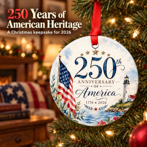 250th Anniversary USA Christmas Ornament - Patriotic Ceramic Keepsake