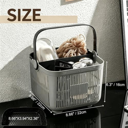Gray Portable Shower Caddy with Removable Tray for Dorm & Travel
