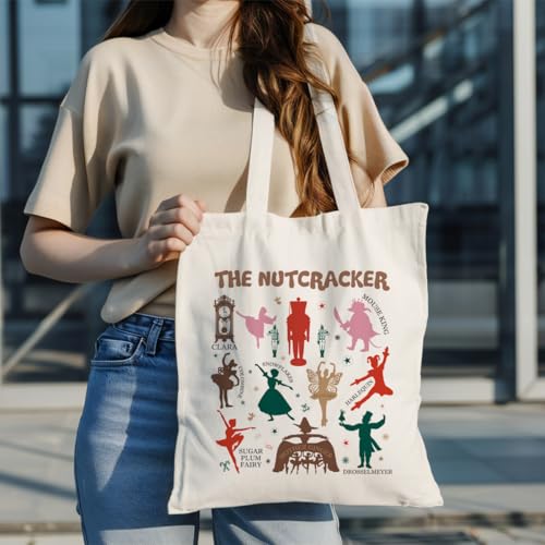 Nutcracker Canvas Tote Bag for Women, Reusable Shoulder Bag for Grocery & Beach