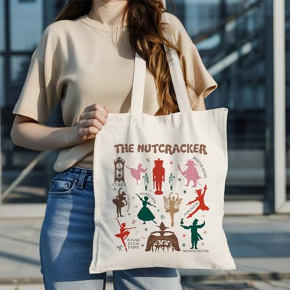 Nutcracker Canvas Tote Bag for Women, Reusable Shoulder Bag for Grocery & Beach