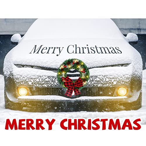 Christmas Car Wreath Decoration with LED Lights - Classic Style