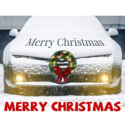Christmas Car Wreath Decoration with LED Lights - Classic Style