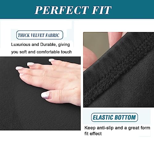 Velvet Bar Stool Covers 4PCS Black - Stretch Seat & Back Protectors