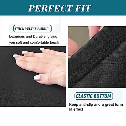 Velvet Bar Stool Covers 4PCS Black - Stretch Seat & Back Protectors