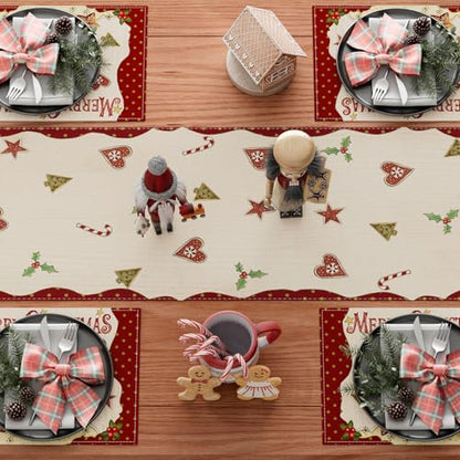 Christmas Table Runner 13x72 Inch Gingerbread Man Holiday Decor for Home & Kitchen