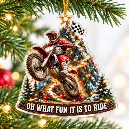 Motocross Rider Christmas Ornament - Off-Road Motorcycle Holiday Decor - Acrylic Gift